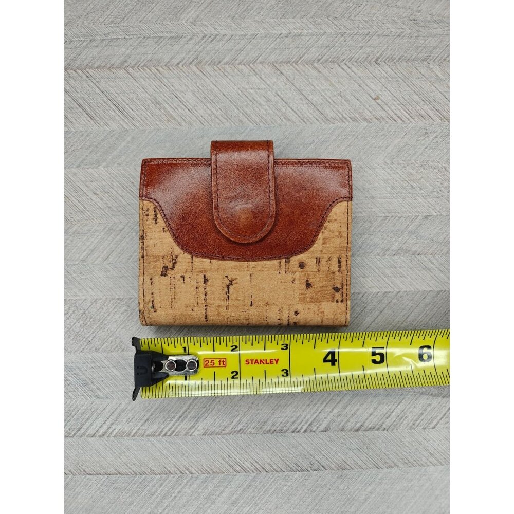Vintage Baronet Women's Cork Leather Wallet Snap Closure Bifold - Picture 2 of 10